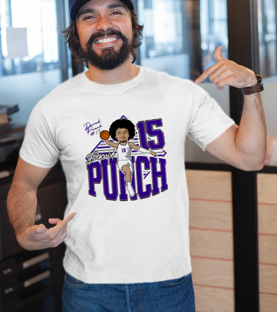 David Punch #15 TCU Basketball Player Caricature T-Shirt