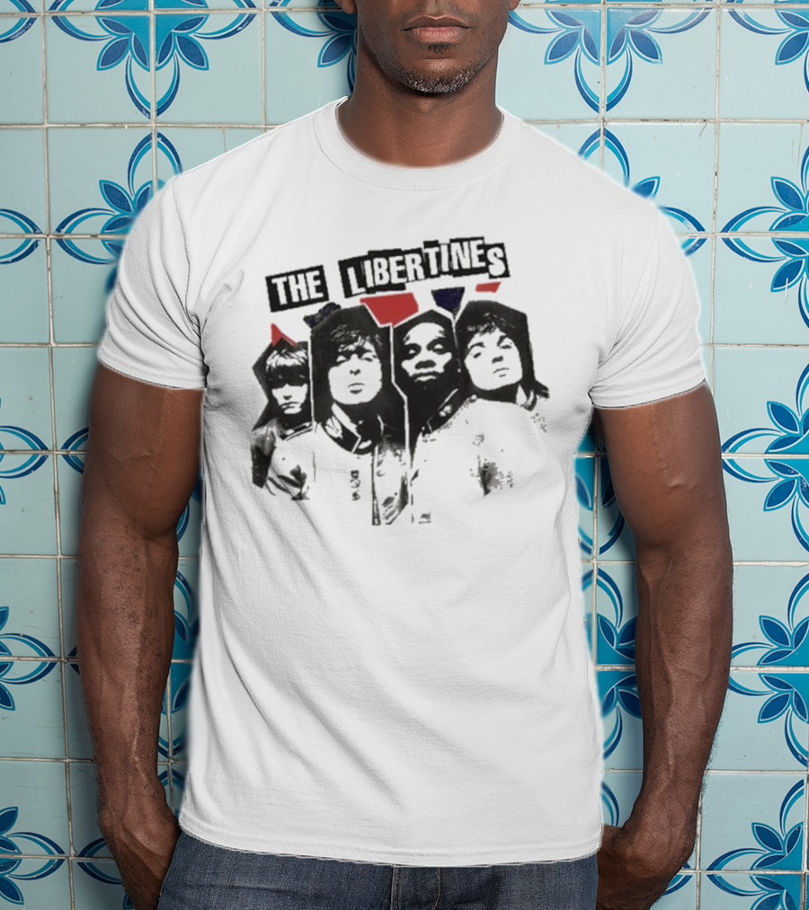 The Libertines Band Portrait RIP Flag Xerox T-Shirt