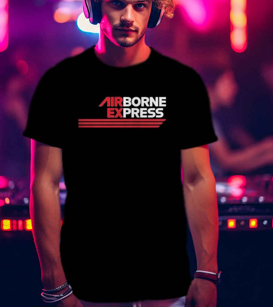 Airborne Express Airlines Retro Logo Red Stripes T-Shirt