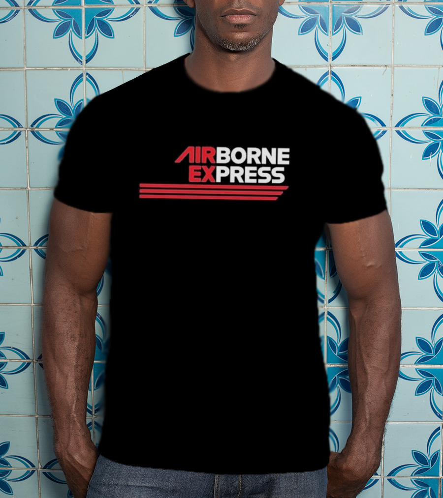Airborne Express Airlines Retro Logo Red Stripes T-Shirt
