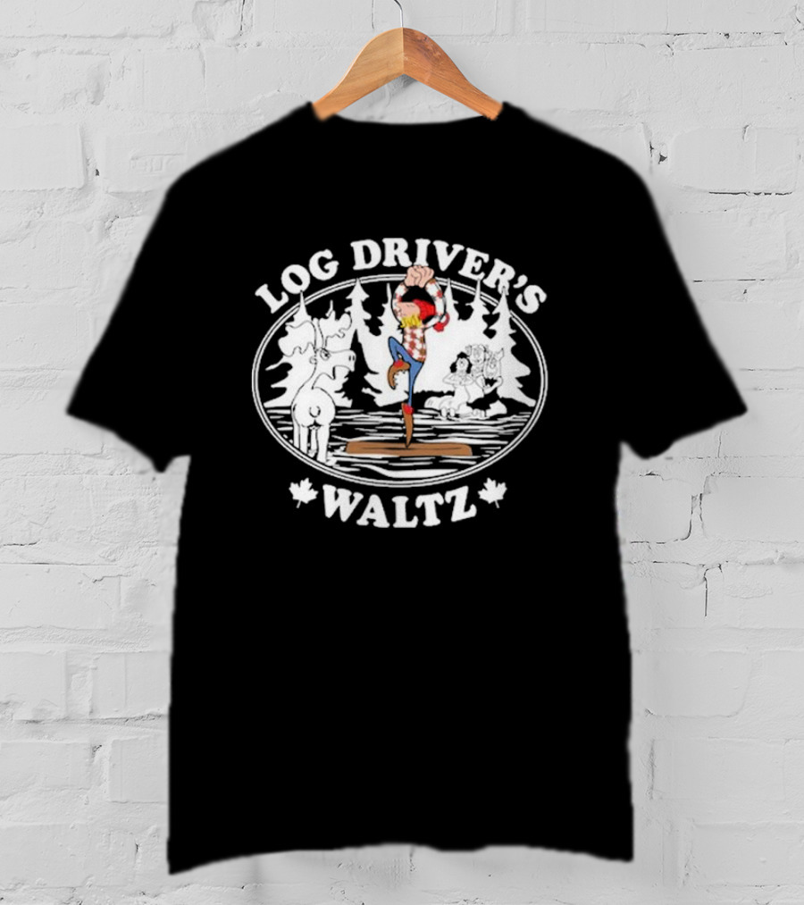 Log Driver's Waltz Canadian Lumberjack Moose Canoeing Scene T-Shirt