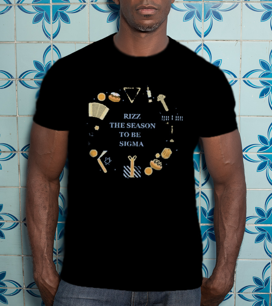 Rizz The Season To Be Sigma Hanukkah Inspired Icons And Holiday Symbols T-Shirt