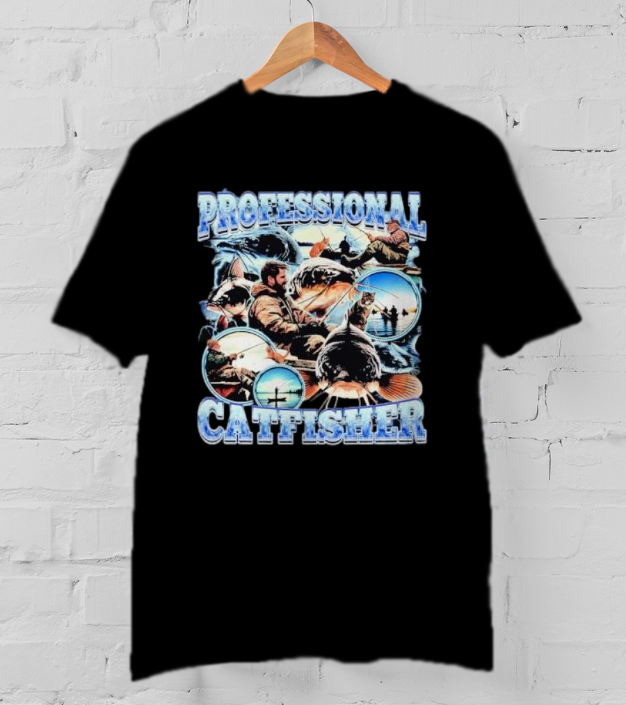 Professional Catfisher Fishing Adventure Collage T-Shirt
