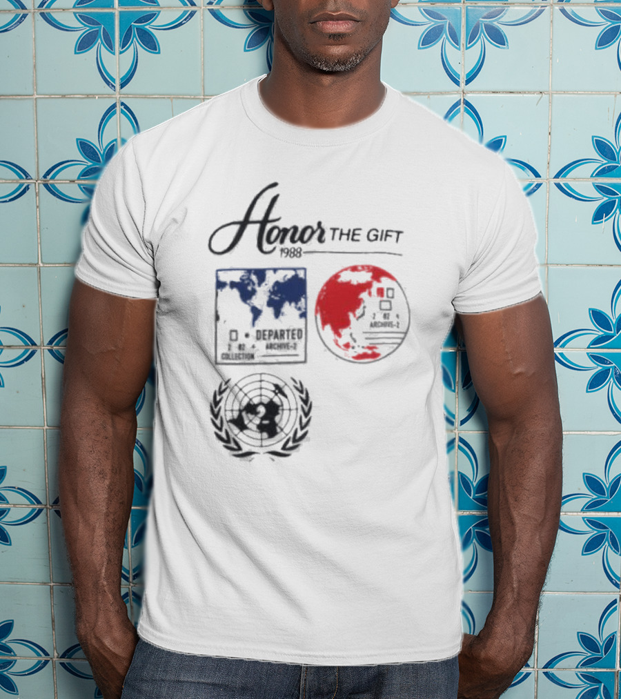 Honor The Gift 1988 Departed Collection Archive-2 World Map And Globe Symbols T-Shirt