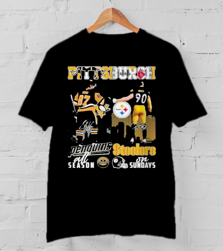 Pittsburgh Penguins All Season Steelers On Sundays Hockey Football Pride T-Shirt