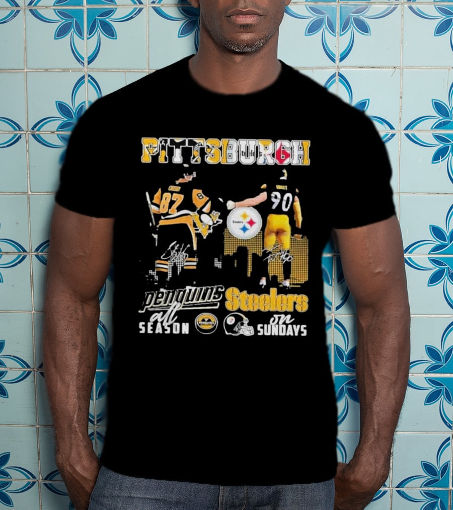 Pittsburgh Penguins All Season Steelers On Sundays Hockey Football Pride T-Shirt