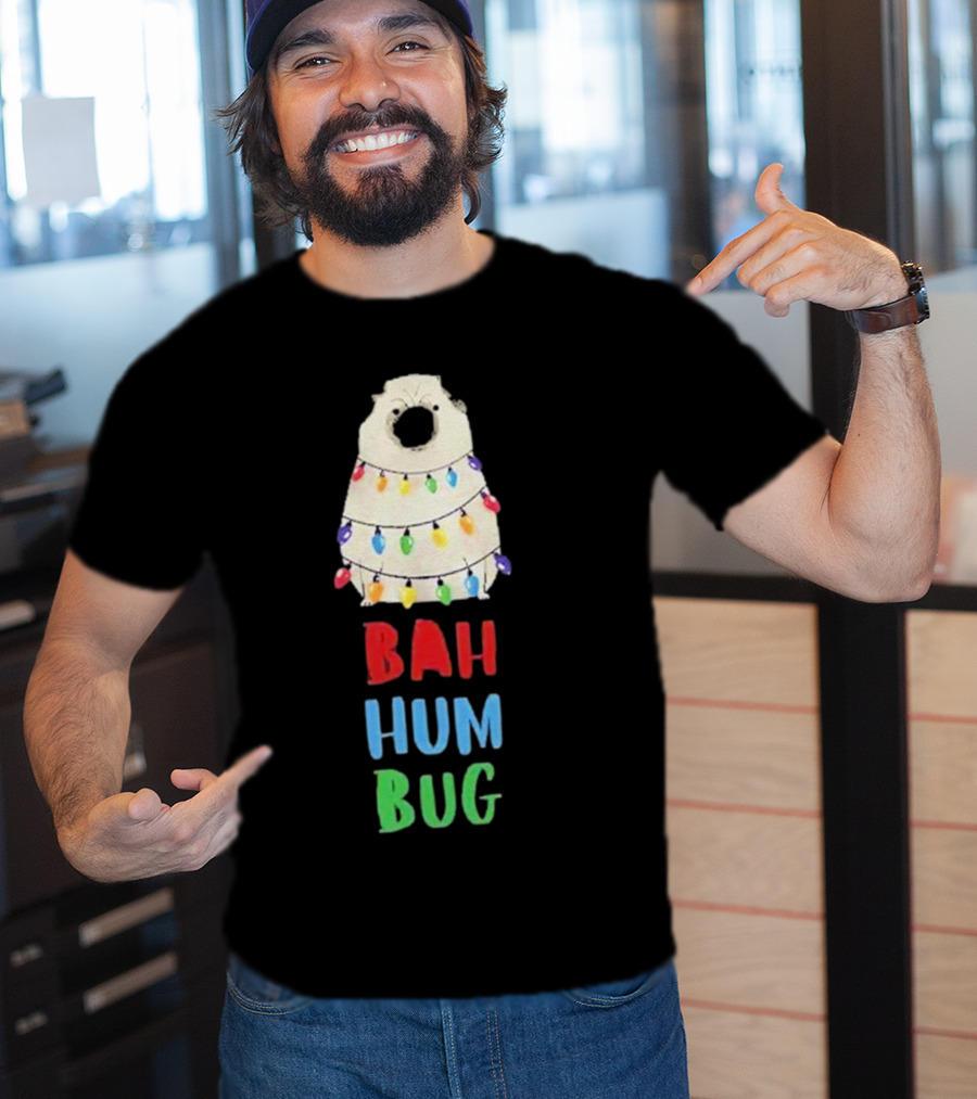 Vito The Pug Bah Hum Bug Christmas Lights Wrapping T-Shirt