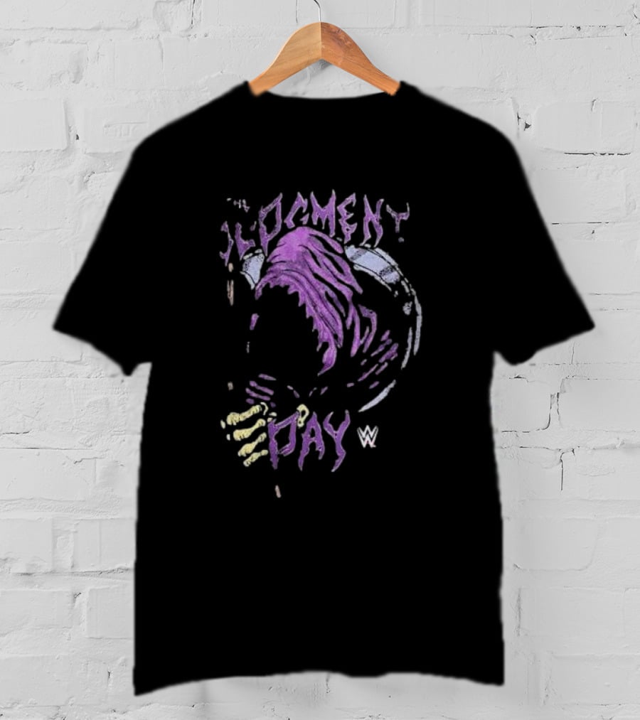 WWE The Judgment Day Grim Reaper Purple Cloaked Skeleton T-Shirt