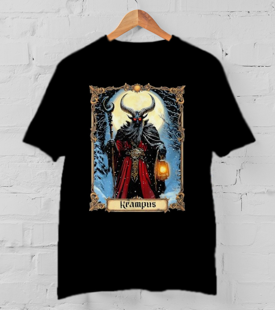 Merry Krampus Tarot Card Christmas Horror Ugly Sweater Xmas T-Shirt