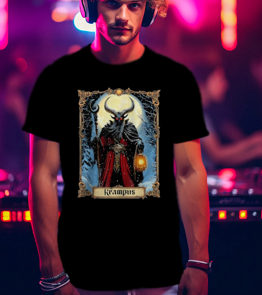 Merry Krampus Tarot Card Christmas Horror Ugly Sweater Xmas T-Shirt