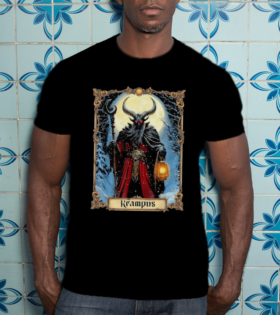 Merry Krampus Tarot Card Christmas Horror Ugly Sweater Xmas T-Shirt