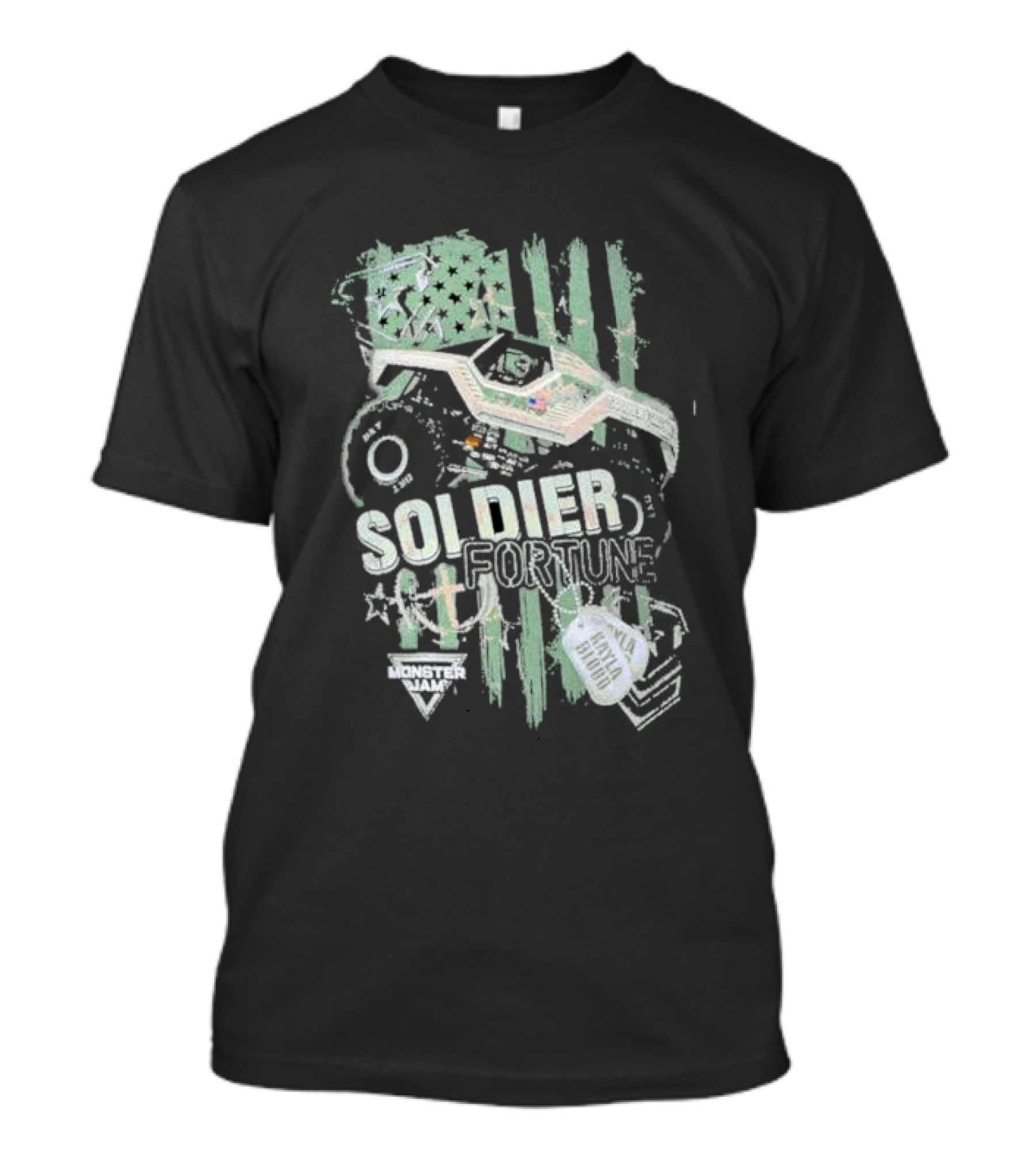 Soldier Fortune Monster Jam Truck American Flag Youth T-Shirt