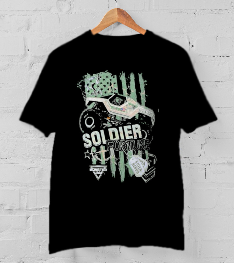 Soldier Fortune Monster Jam Truck American Flag Youth T-Shirt