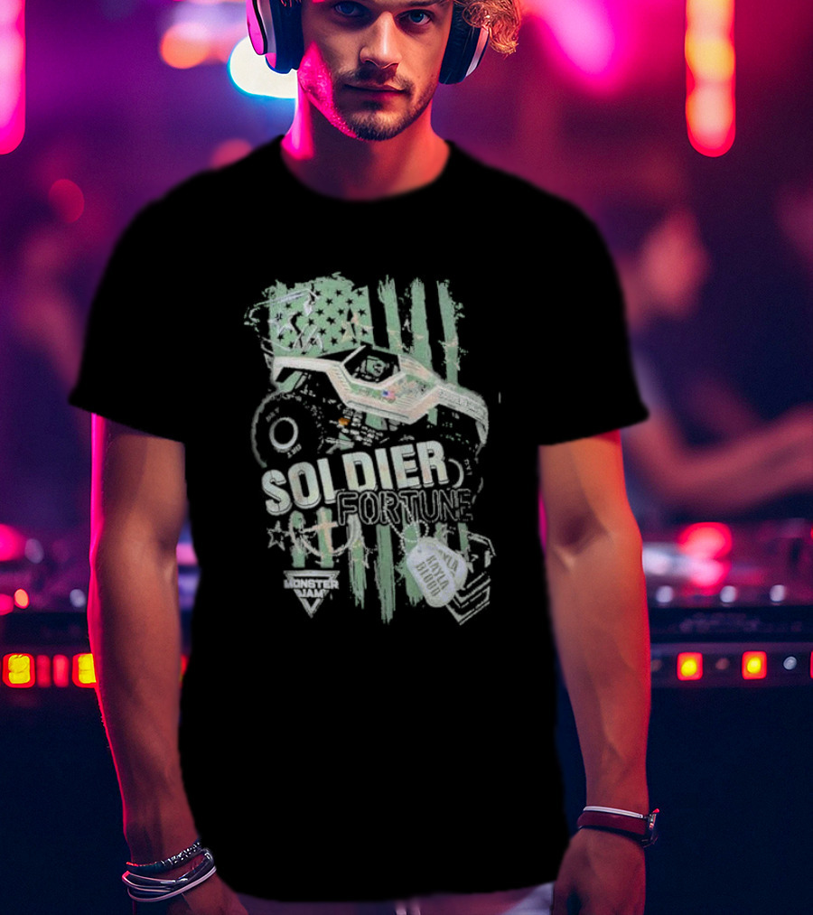 Soldier Fortune Monster Jam Truck American Flag Youth T-Shirt
