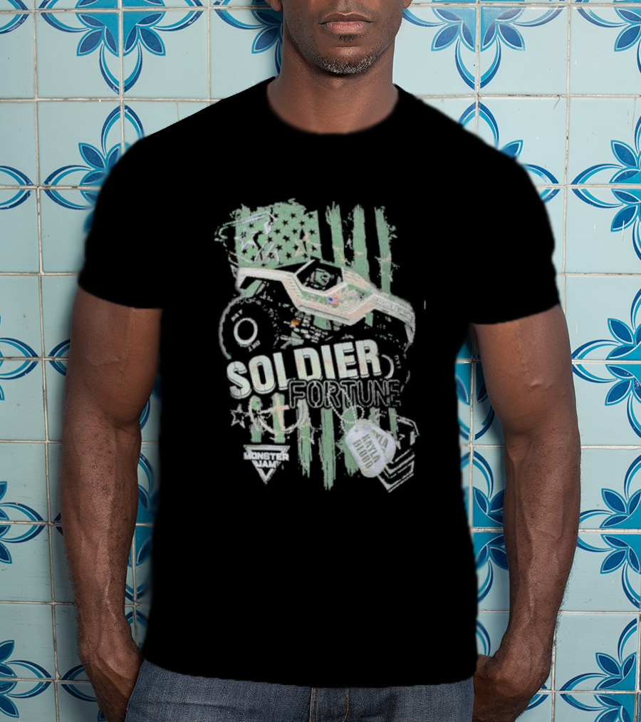 Soldier Fortune Monster Jam Truck American Flag Youth T-Shirt
