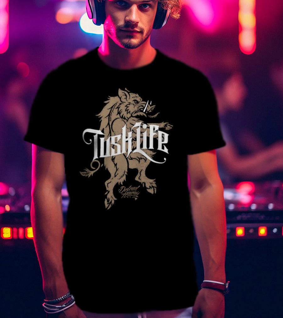 Tusk Life Boar Defend Hawaii T-Shirt