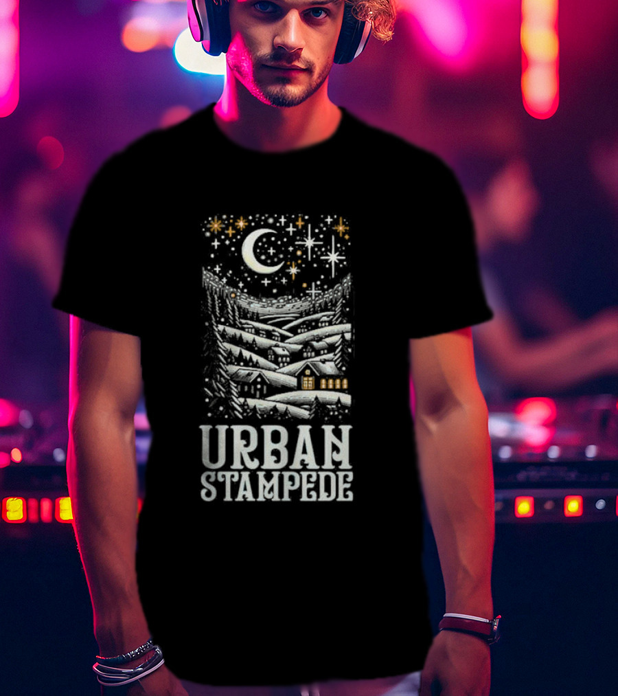 Urban Stampede Night Sky Village Lunar Stars T-Shirt