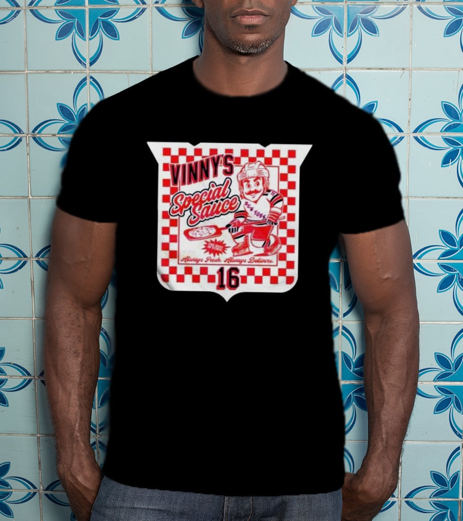 Vinny's Special Sauce Always Fresh Always Delivers New York Hockey 16 T-Shirt