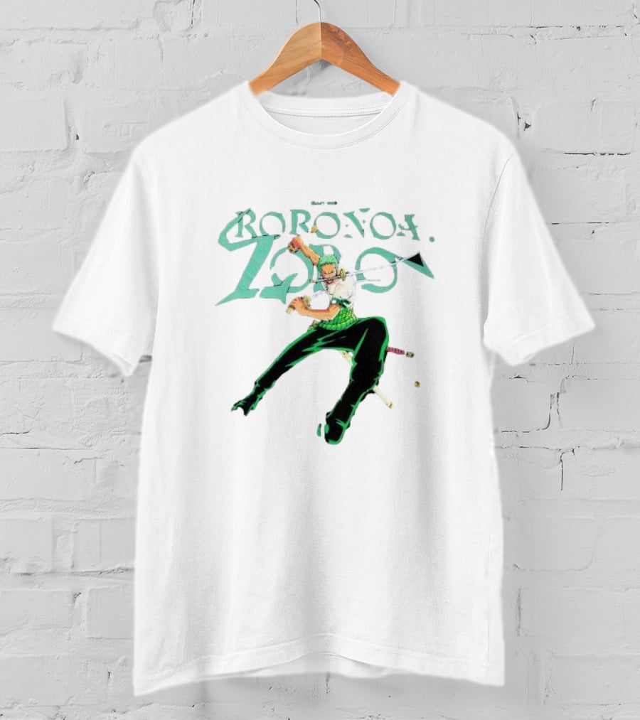 BAIT X One Piece Roronoa Zoro Green Sword Action T-Shirt