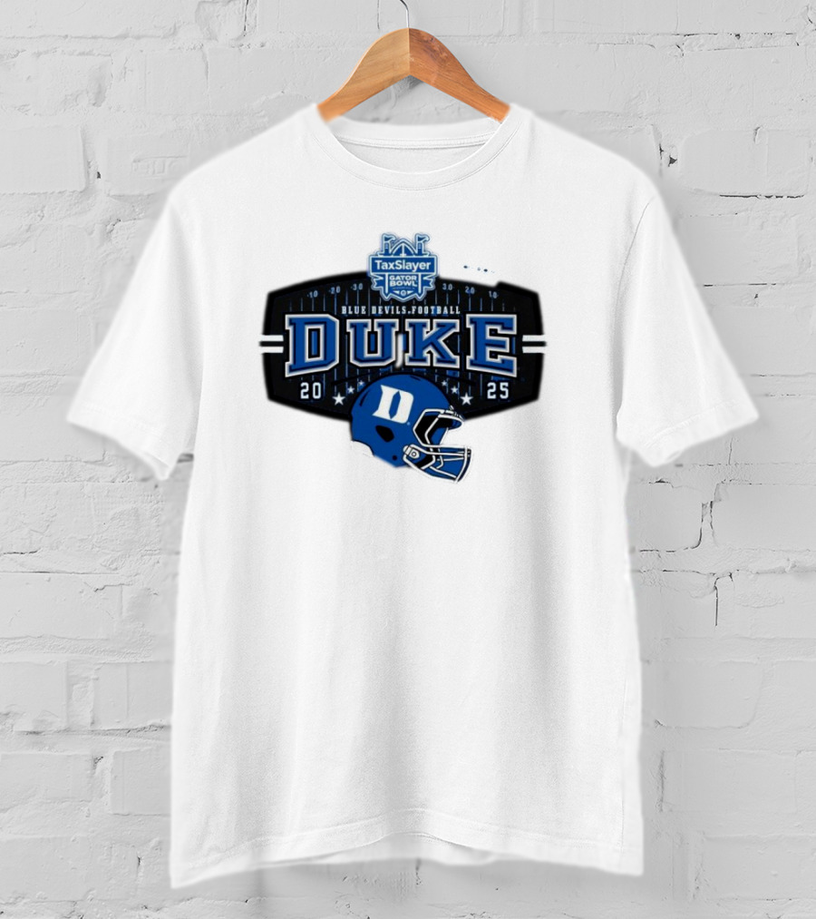 Duke Blue Devils Football TaxSlayer Gator Bowl 2025 Helmet Jacksonville FL T-Shirt