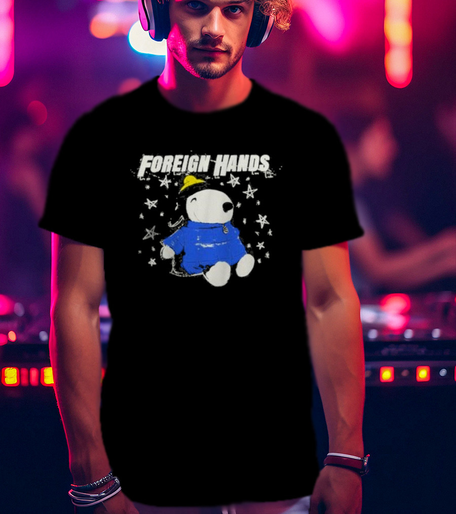 Foreign Hands Snoopy In Blue With Stars And Yellow Hat T-Shirt