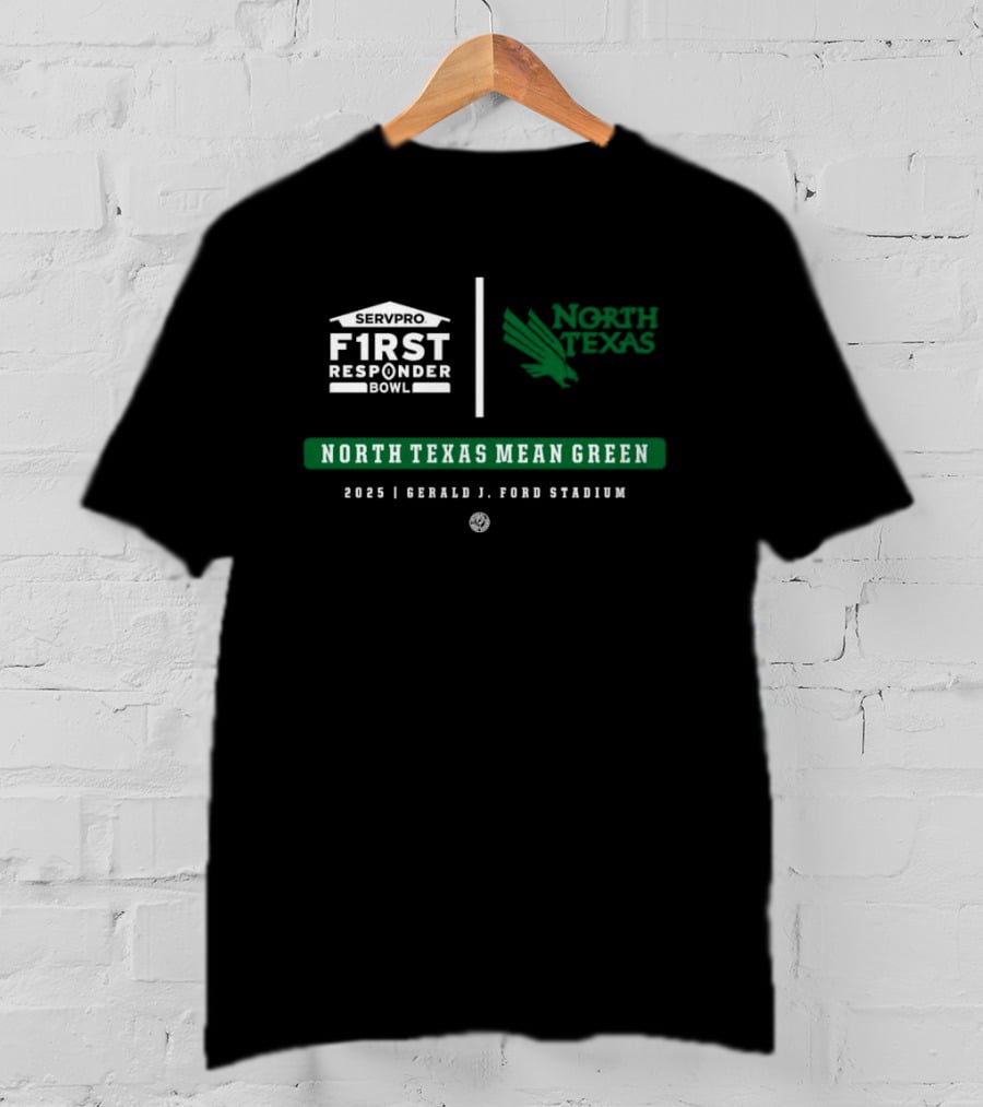 North Texas Mean Green Servpro First Responder Bowl 2025 Gerald J Ford Stadium Event T-Shirt