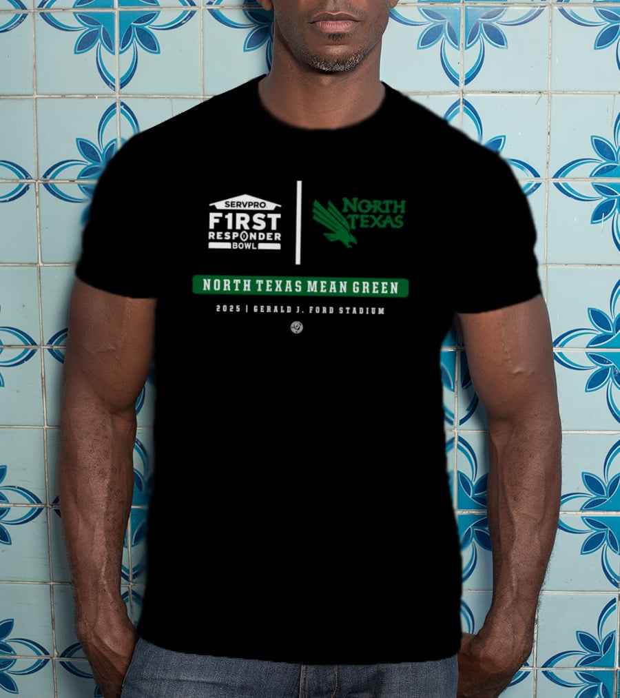 North Texas Mean Green Servpro First Responder Bowl 2025 Gerald J Ford Stadium Event T-Shirt