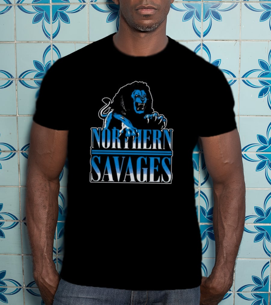 NORTHERN SAVAGES Roaring Blue Lion Emblem T-Shirt