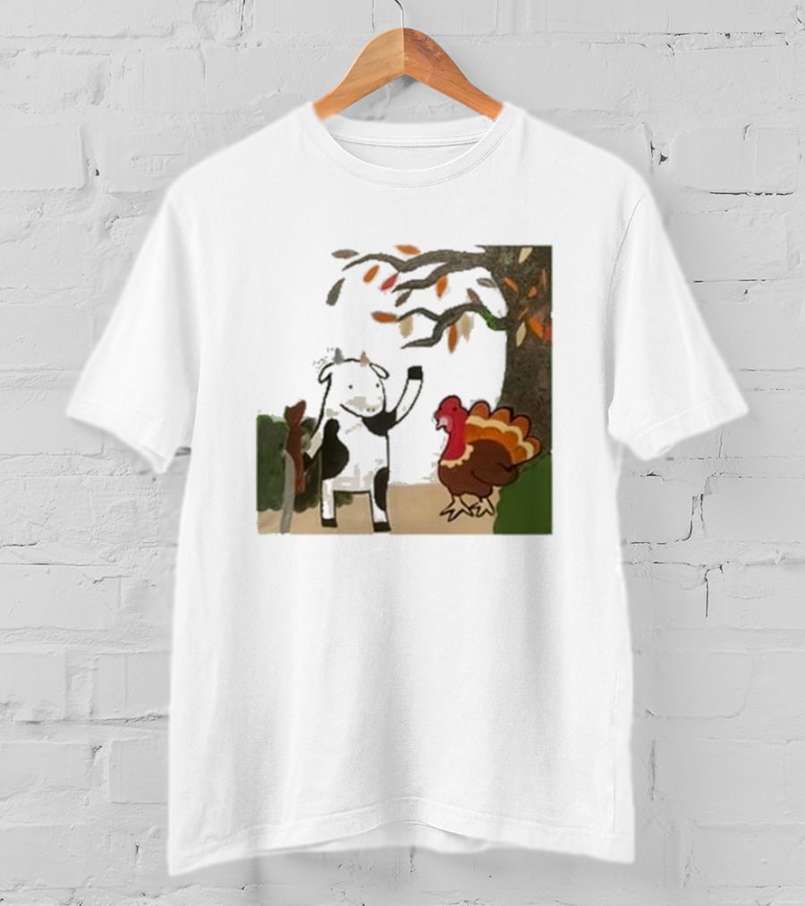 Leanbeefpatty Turkey Time Cow Under Autumn Tree T-Shirt