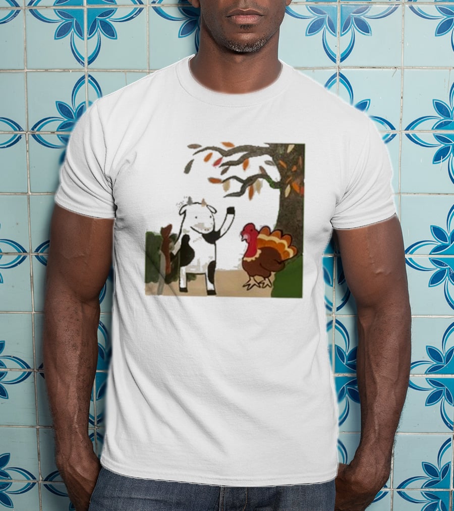 Leanbeefpatty Turkey Time Cow Under Autumn Tree T-Shirt