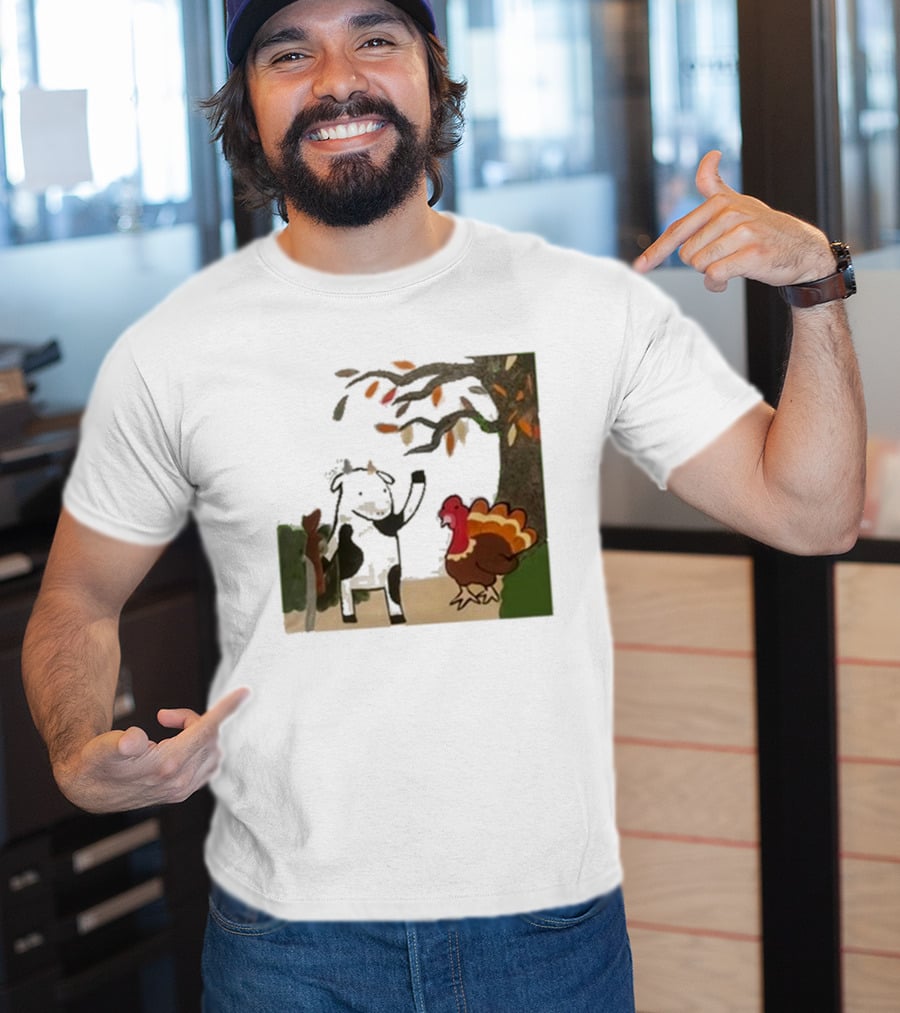 Leanbeefpatty Turkey Time Cow Under Autumn Tree T-Shirt