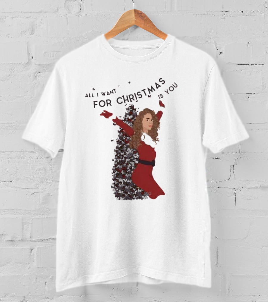 All I Want For Christmas Is You Mariah Carey Butterfly Holiday T-Shirt