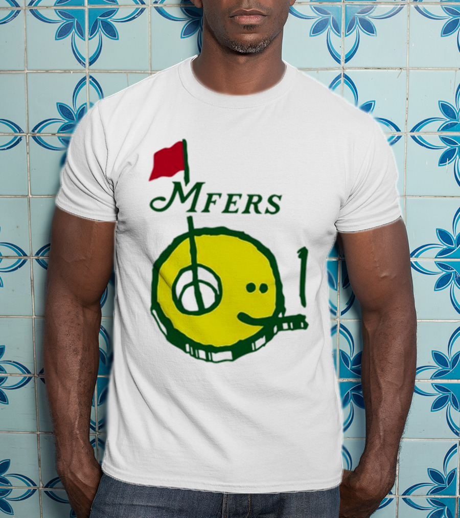 Mfers Sartosh Pitito Golf Flag Yellow Face T-Shirt