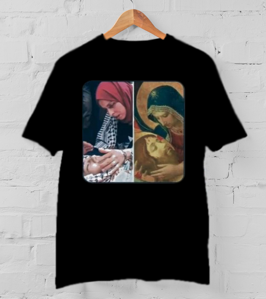 Icon Gaza Hamas Pietà Juxtaposition T-Shirt