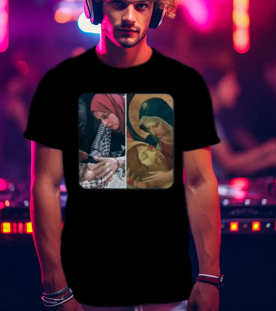 Icon Gaza Hamas Pietà Juxtaposition T-Shirt