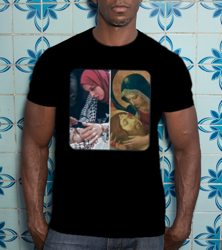 Icon Gaza Hamas Pietà Juxtaposition T-Shirt