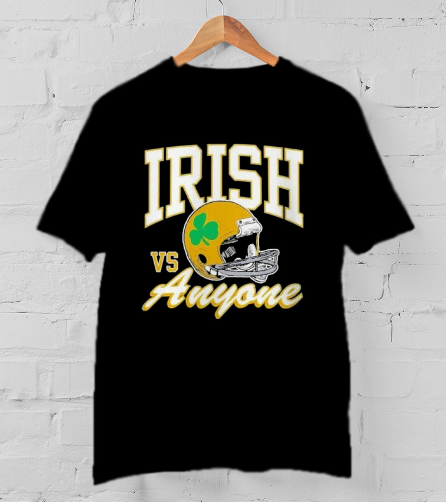 Irish Vs. Anyone Football Helmet With Shamrock T-Shirt