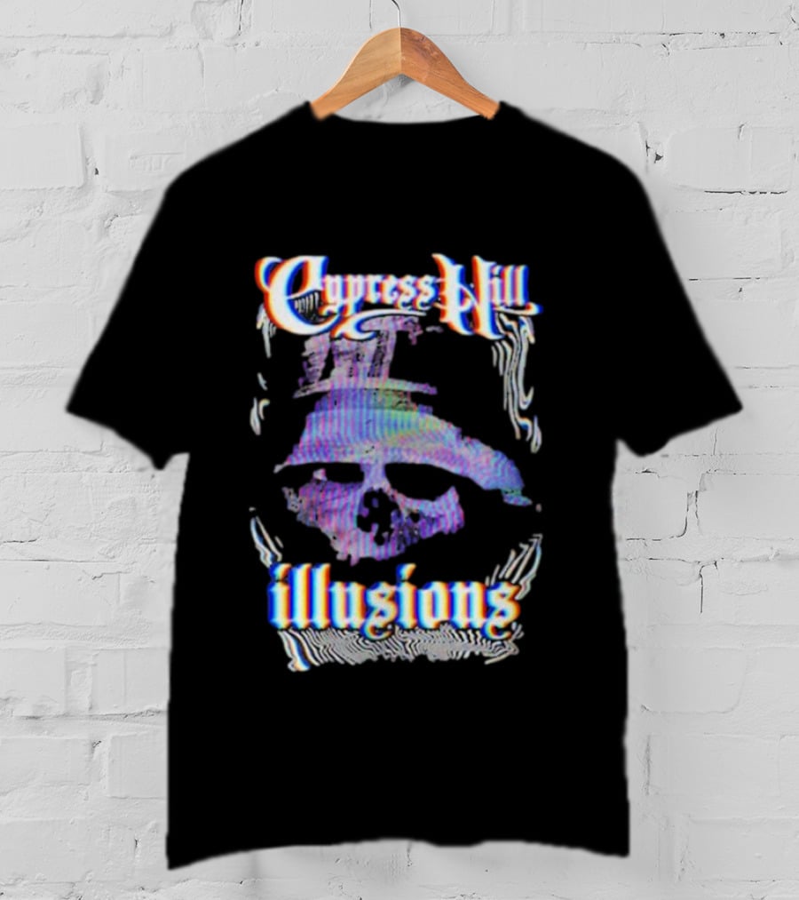 Cypress Hill Illusions Skull Trippy Glitch Effect T-Shirt