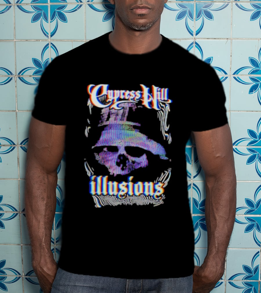 Cypress Hill Illusions Skull Trippy Glitch Effect T-Shirt