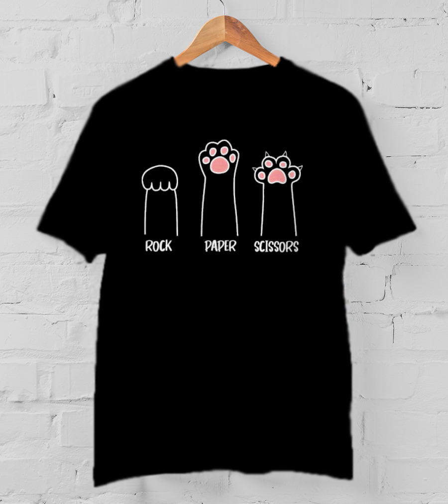 Rock Paper Scissors Hand Game Cute Paw Paws T-Shirt