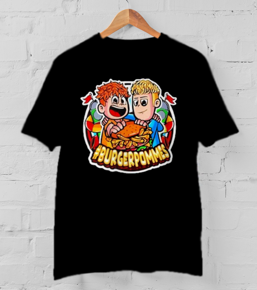 Burgerpommes Lukas Duo Eating Burger And Fries T-Shirt