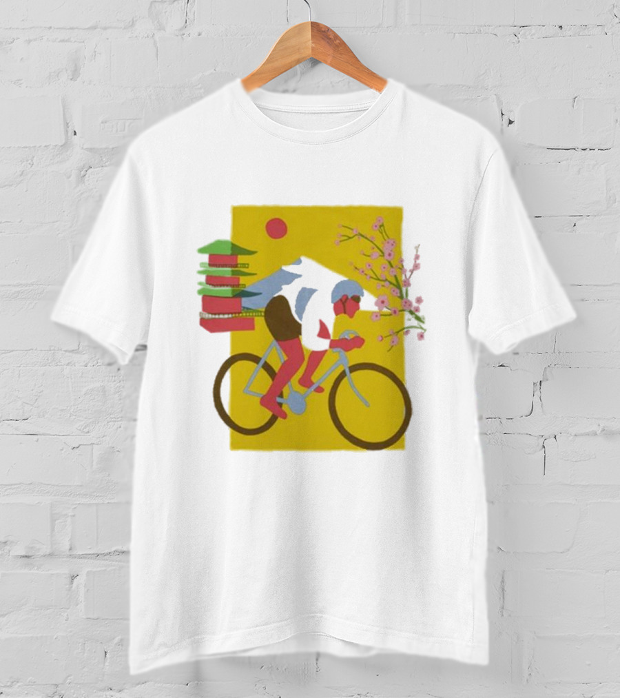 Cdawgva Cycling Pagoda Sakura Japan T-Shirt