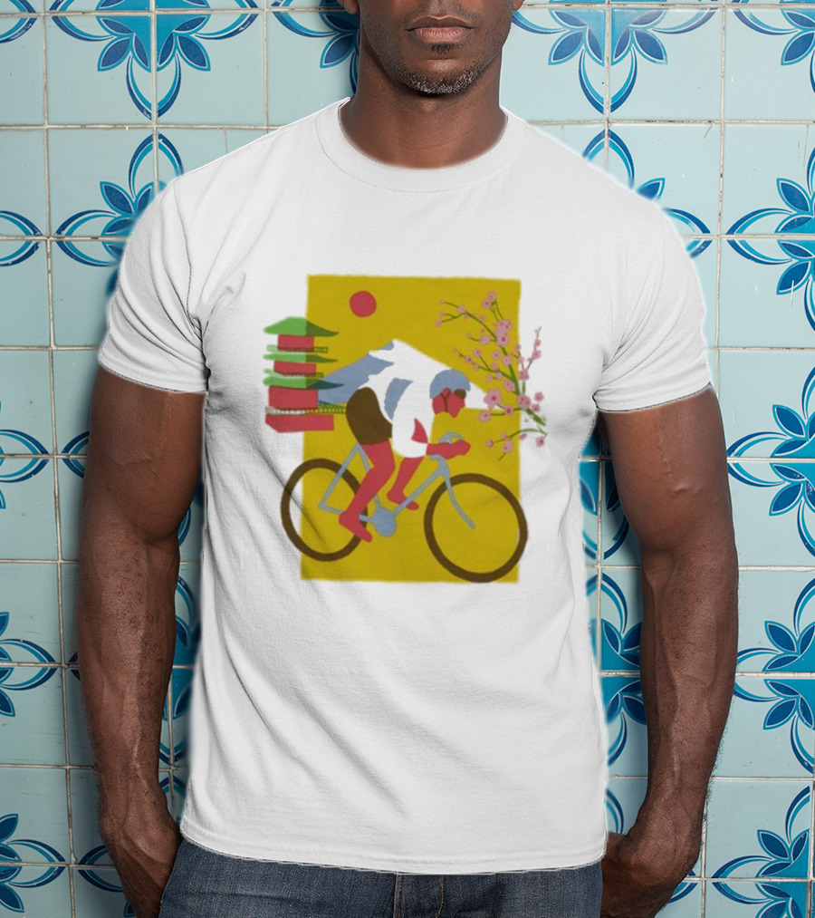 Cdawgva Cycling Pagoda Sakura Japan T-Shirt