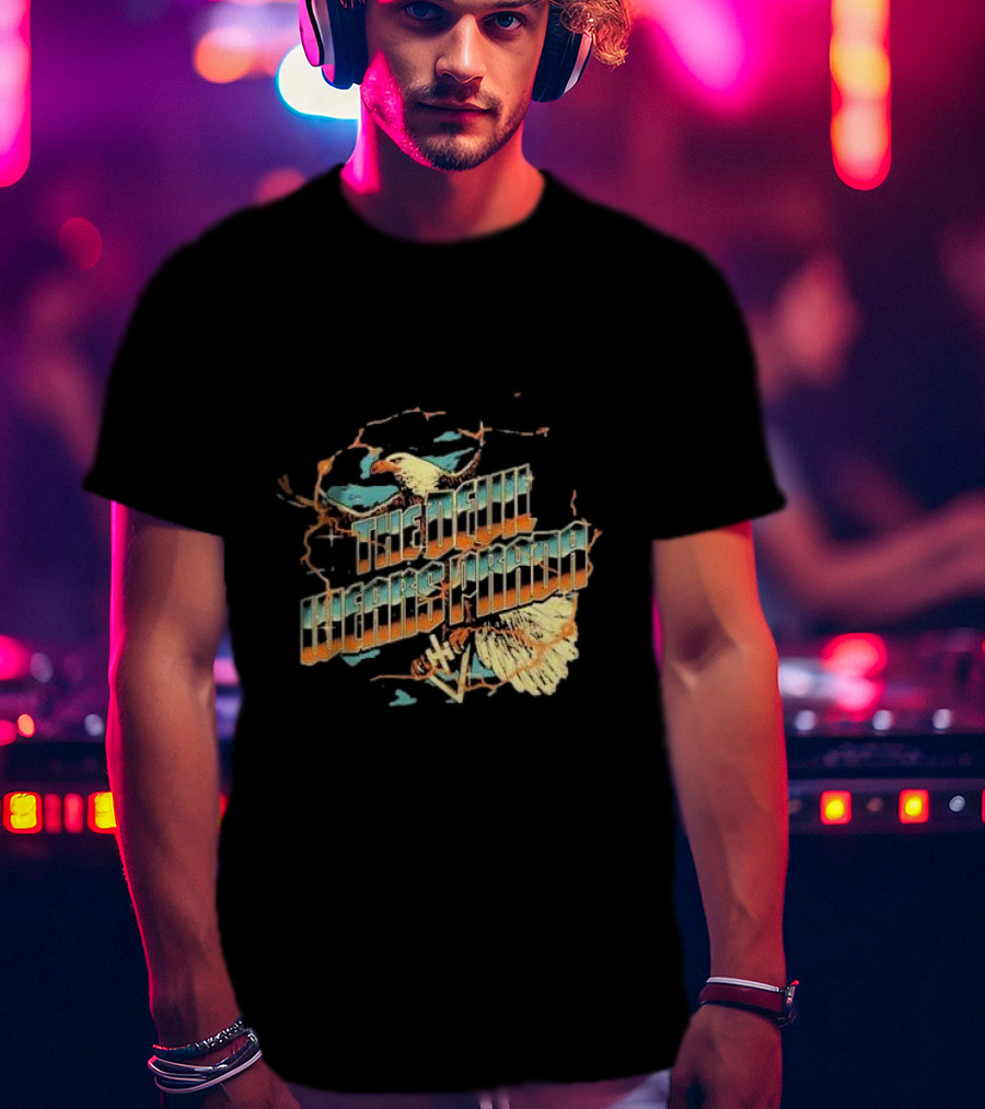 The Devil Wears Prada Bald Eagle Electric Orange And Blue T-Shirt