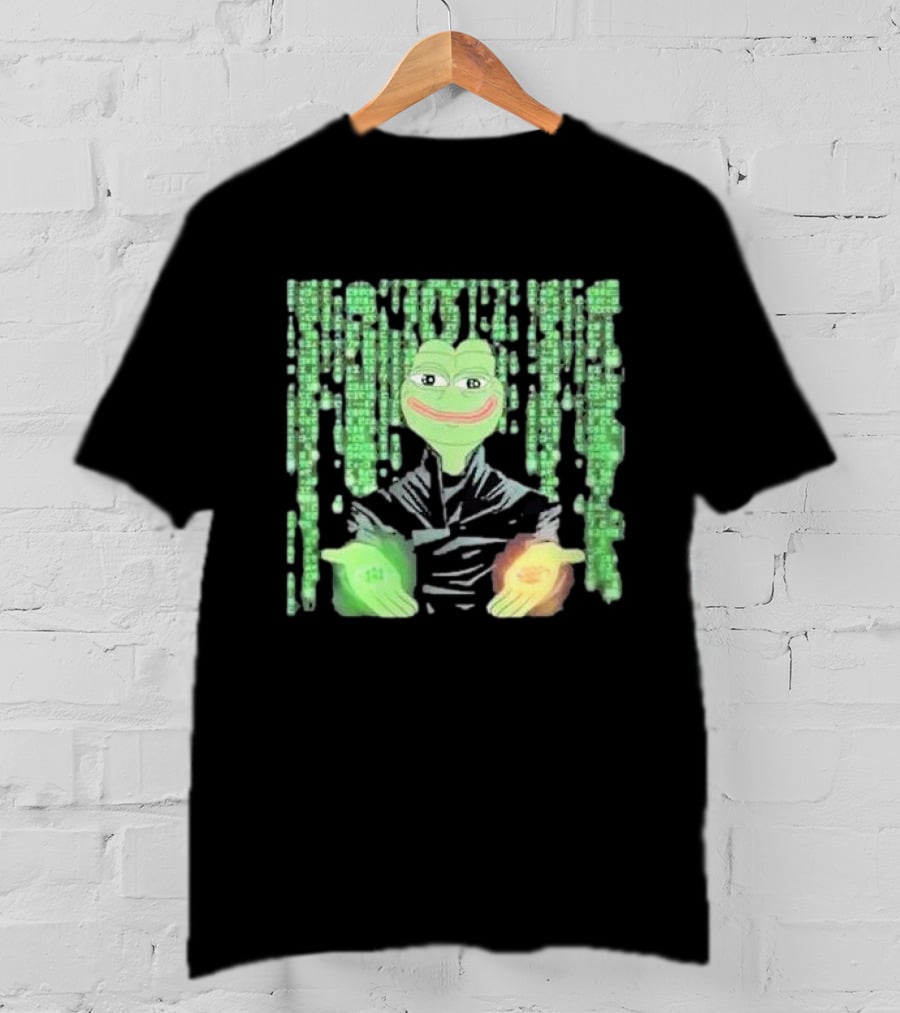 Pepe Matrix Code With Green Red Pill Aesthetic T-Shirt