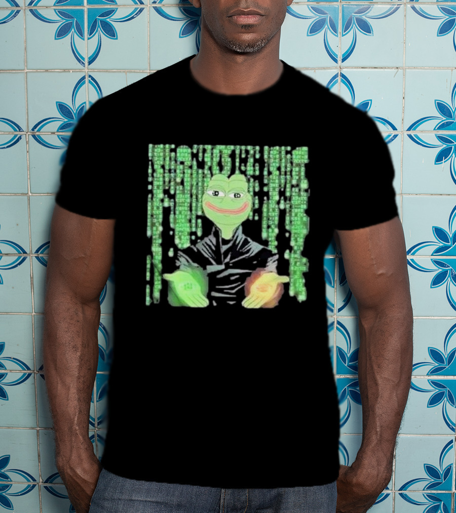 Pepe Matrix Code With Green Red Pill Aesthetic T-Shirt