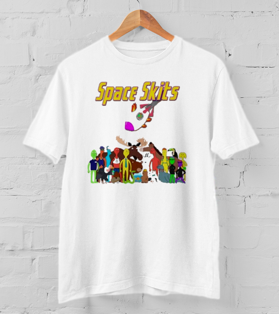 Space Skits Cartoon Characters And Whimsical Alien Crew T-Shirt