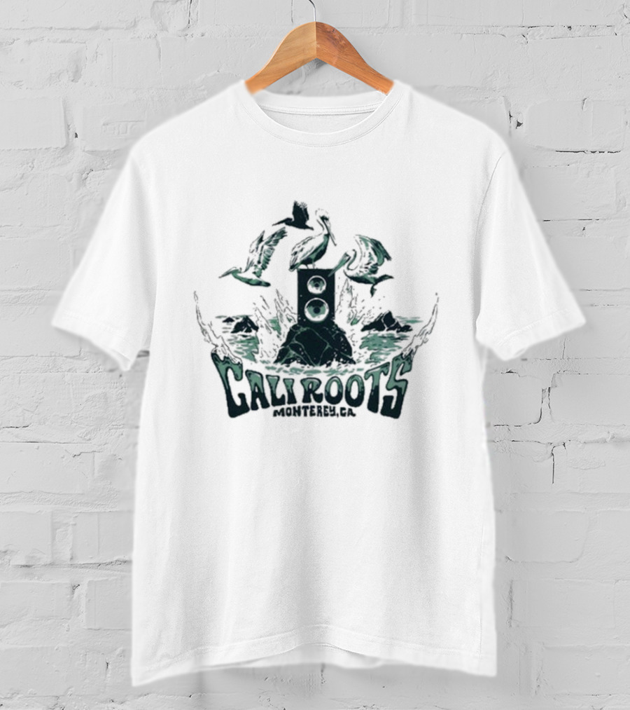 Cali Roots Monterey, CA Pelicans Speaker Waves T-Shirt