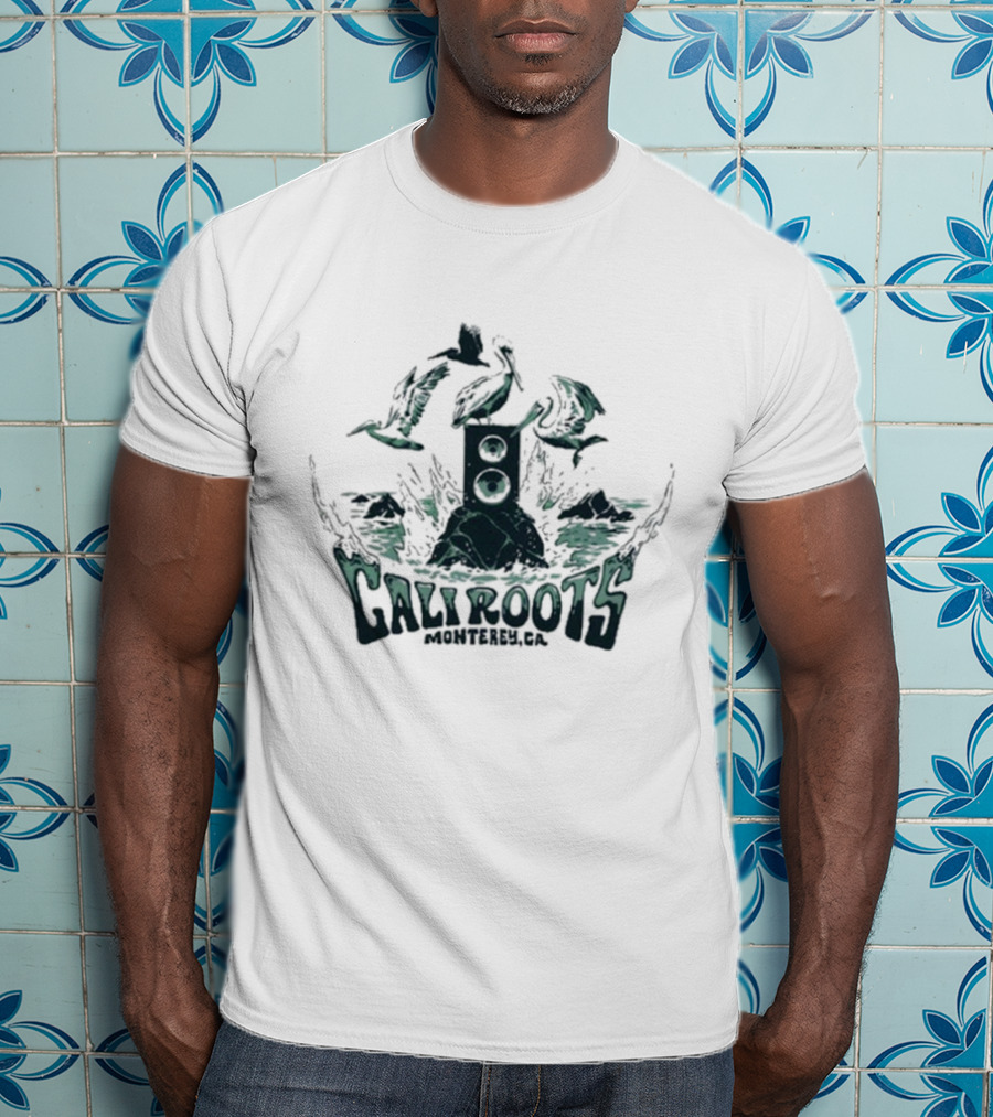 Cali Roots Monterey, CA Pelicans Speaker Waves T-Shirt
