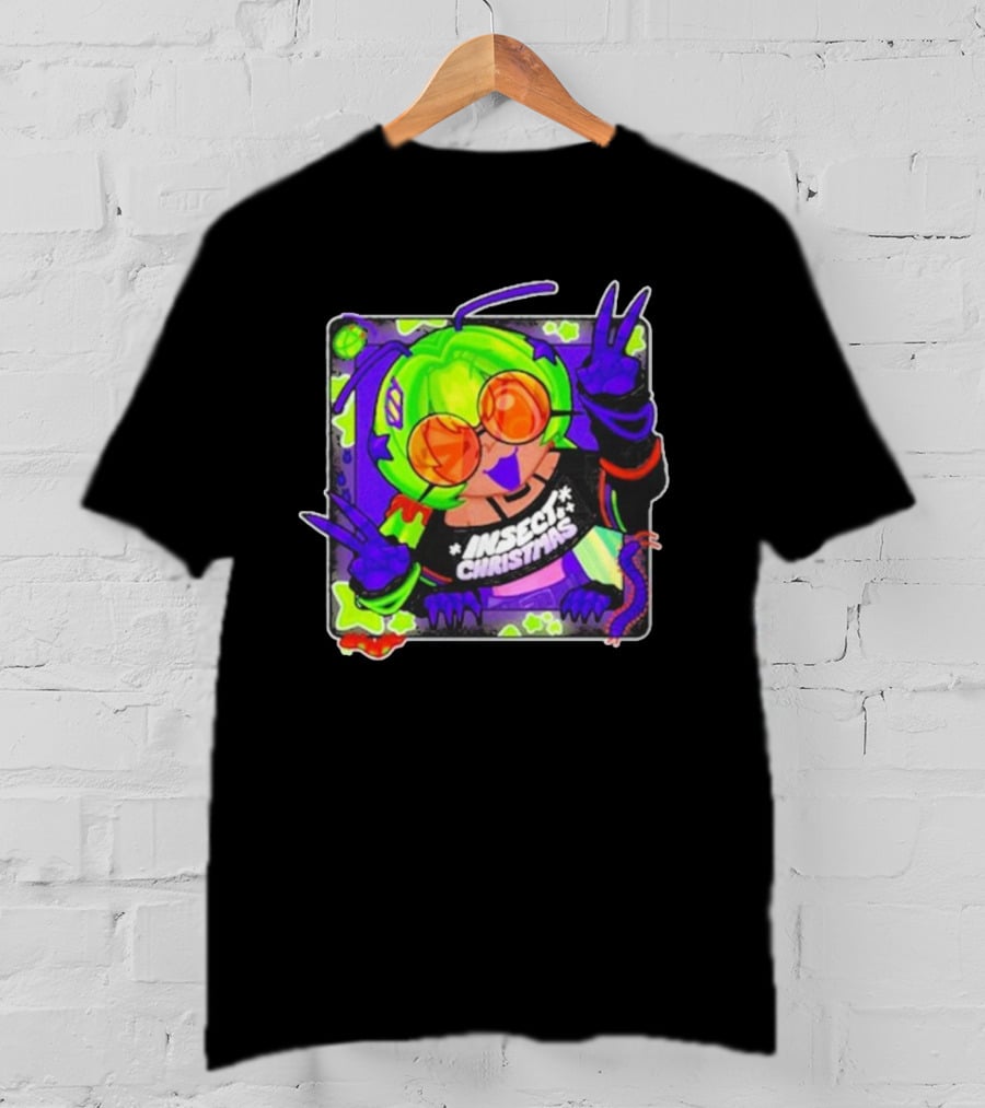 Insect Christmas Neon Peace Alien Vibes T-Shirt